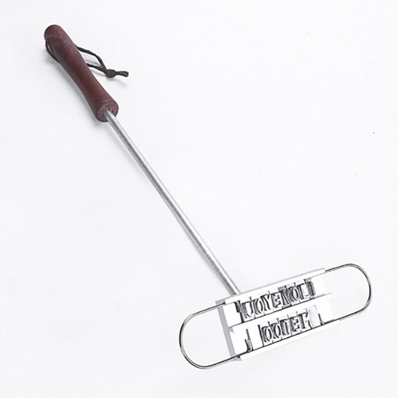 BBQ Barbecue Letter English Alphabet Branding Iron Wood Handle Heat Resistant Grilling Complete Meat Marking Tool