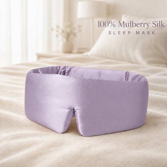 Wide Silk Eye Mask for Sleeping, Adjustable, Travel (MOQ 10 Sets)