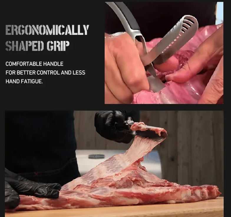 Stainless Steel Rib Prep Tool Membrane Remover, Ergonomic Rib Skinner for BBQ Accessories (MOQ 10 Sets)