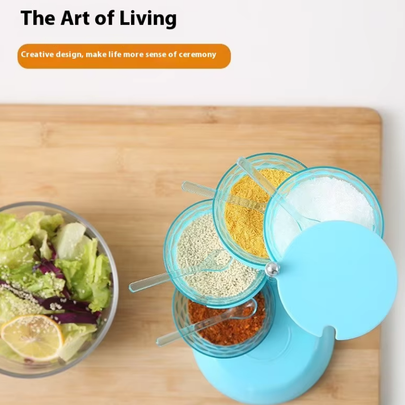 Seasoning Organizer Spice Box Swivel Spice Rack Clear Seasoning Box Kitchen Gadgets for Kitchen (MOQ 10 Sets)