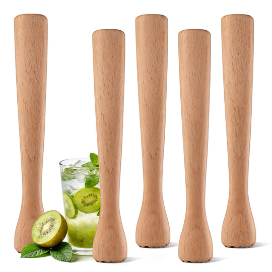 Wood Cocktail Muddler 12 Inch - Hardwood Mojito Drink Muddler for Home Bar, Professional Bartender Tool for Crushing Mint, Fruit & Herbs
