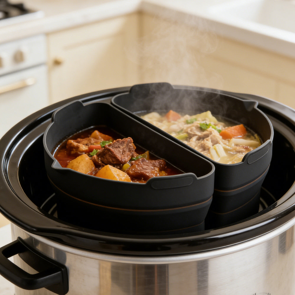Reusable Thicker Silicone Slow Cooker Divider Liner Compatible 6 Quart Slow Cooker Set of 3, Slow Cooker Divider