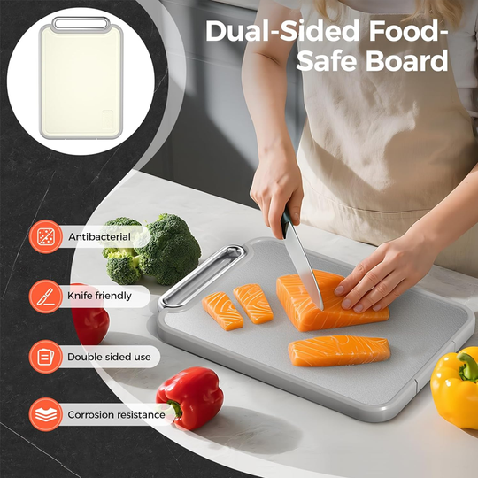 Stainless Steel Cutting Board Double Sided Steel Food Grade PP, Large Chopping Board for Meat and Kitchen