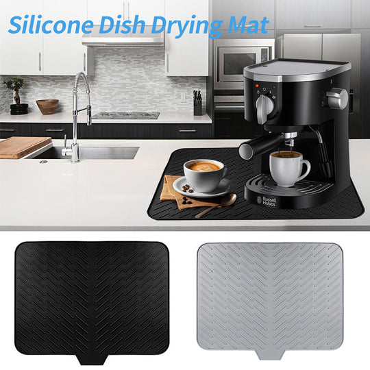 Silicone Dish Drying Mat with Built-In Drain Spout – Heat-Resistant Non-Slip Roll-Up Sink Drain Pad for Kitchen Counter (MOQ 10 Sets)