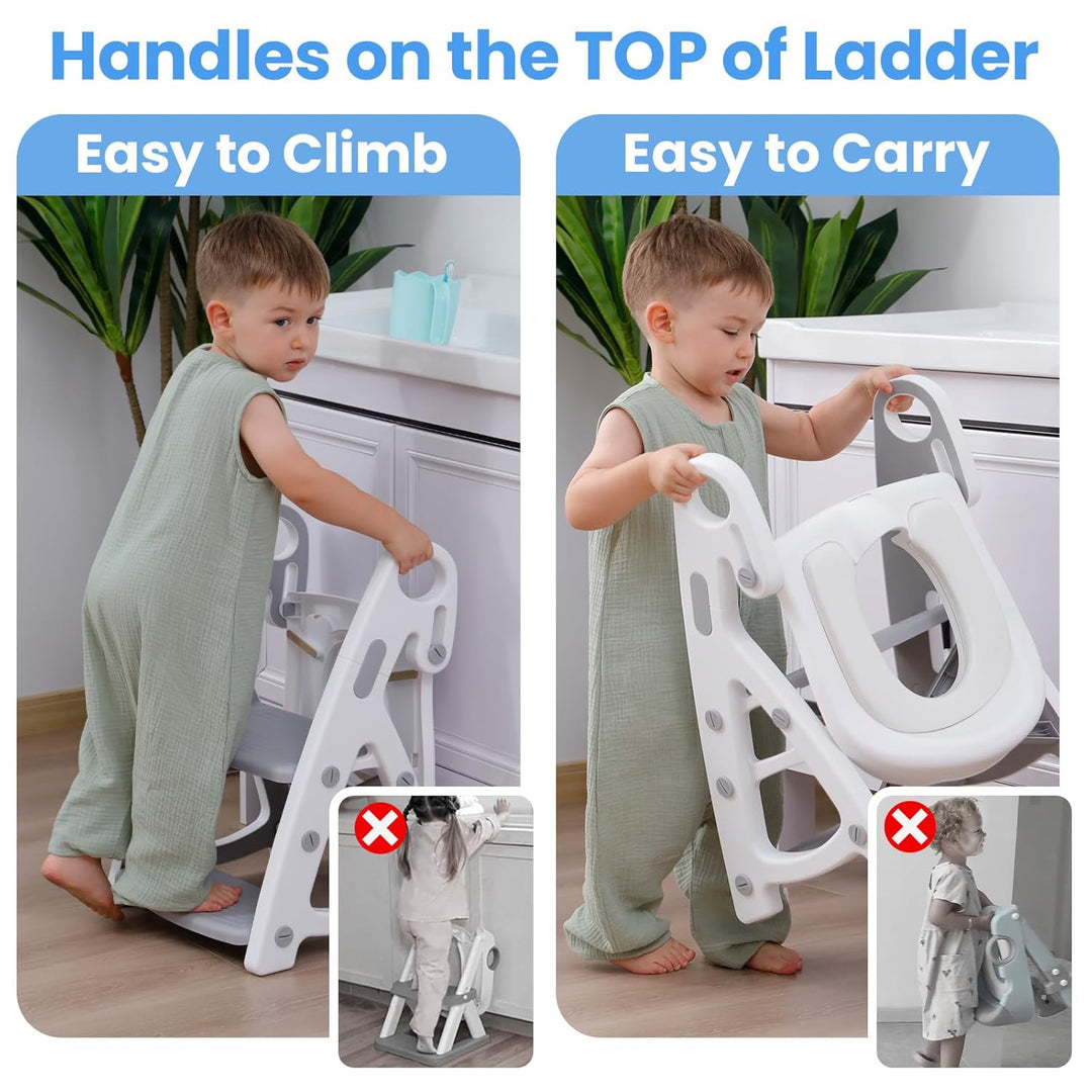 Potty Training Seat Toddler Step Stool Ultimate Stability Toilet Seat Adjustable Step Height Potty Seats (MOQ 10 Sets)