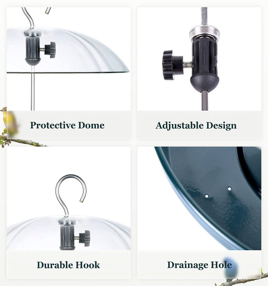 Outdoor Adjustable Platform Bird Feeder with Clear Dome (MOQ 10 Sets)