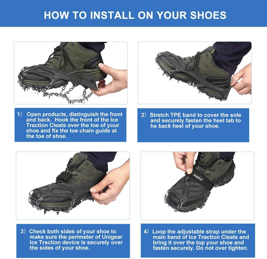 Anti Slip Crampons Ice Cleats for Hiking Snow Boots Shoes 28 Spikes