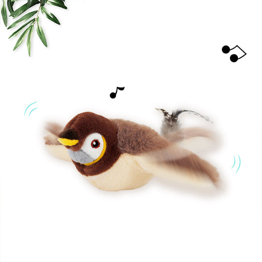 Chirping Toys Touch Activated Flapping Wings Sparrow Interactive Smart Cat Toys USB Exercise Pet Toys