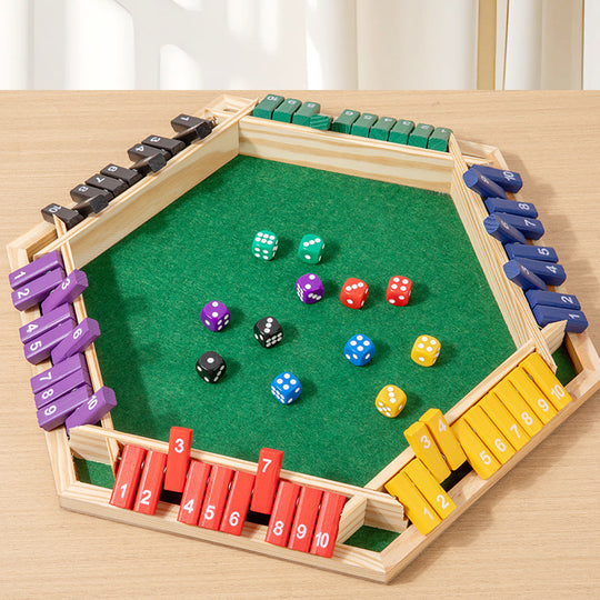 Shut the Box Dice Game for 2-6 Players – Wooden Family Board Game, Classic Tabletop Math & Strategy Game for Kids and Adults, Party, Club & Game Night (MOQ 10 Sets)