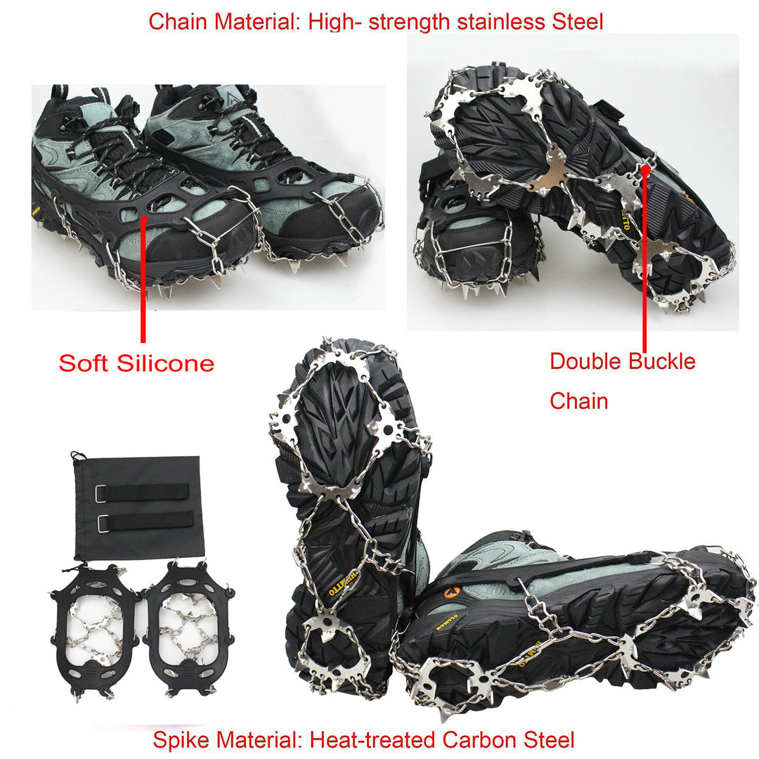 Anti Slip Crampons Ice Cleats for Hiking Snow Boots Shoes 28 Spikes