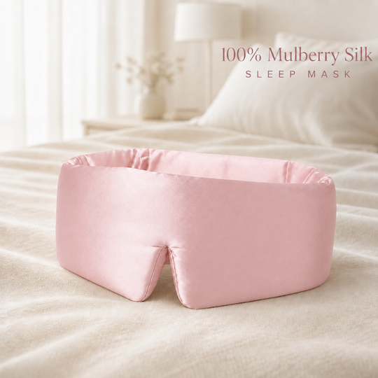 Wide Silk Eye Mask for Sleeping, Adjustable, Travel (MOQ 10 Sets)