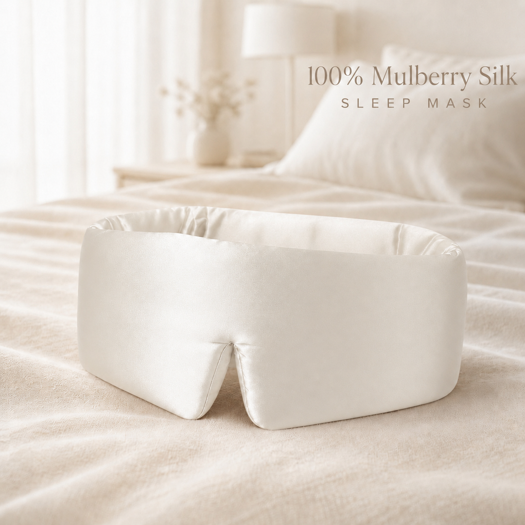 Wide Silk Eye Mask for Sleeping, Adjustable, Travel (MOQ 10 Sets)