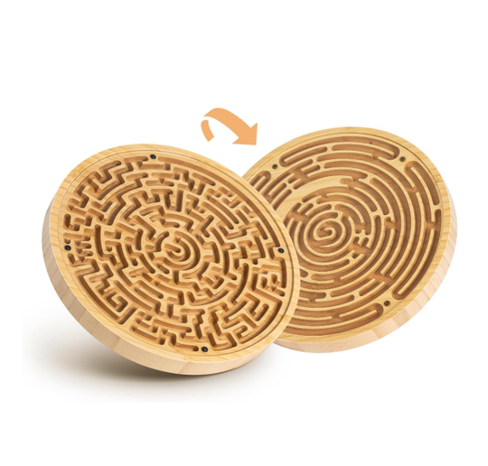 Round Wooden Labyrinth Board, Balance Maze Game All Ages