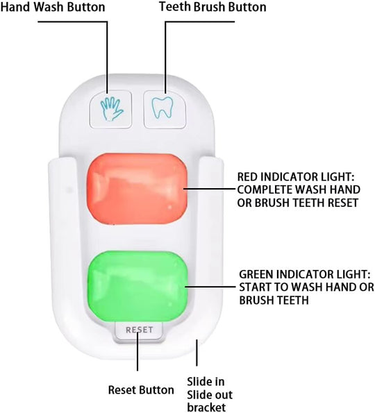 VIGOR Tooth Brushing & Hand Washing Timer for Kids – Wireless Stick-On Bathroom Training Coach with 2-Minute Brush Timer and 20-Second Wash Timer (MOQ 10 Sets)