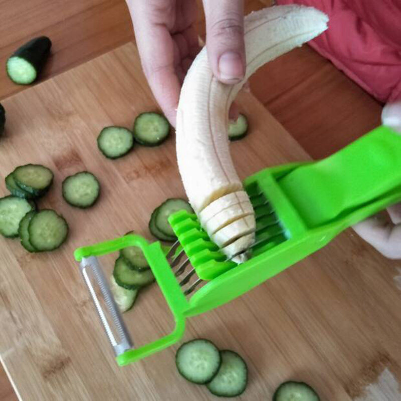 Quick 2-in-1 Banana & Cucumber Slicer Easy Fruit & Salad Prep Tool (MOQ 10 Sets)