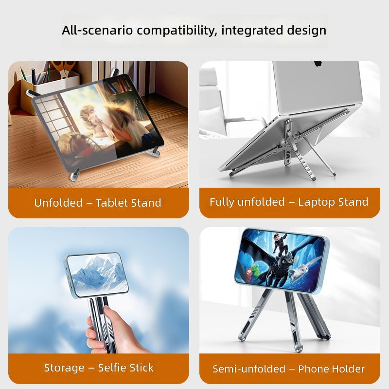 Ergonomic Laptop Stand & Tablet Holder – 3-in-1 Aluminum Desk Stand with 8-Level Height Adjustment for MacBook, iPad & iPhone, Fits 10–16" Laptops, 4–13" Devices (MOQ 10 Sets)