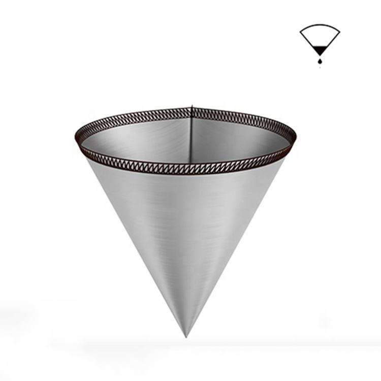 Portable Reusable Stainless Steel Pour Over Coffee Filter Cone Dripper