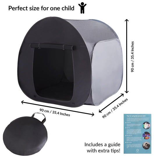 Pop-Up Blackout Sensory Tent for Kids – Calming Hideaway Play Tent, Small & Big Sizes