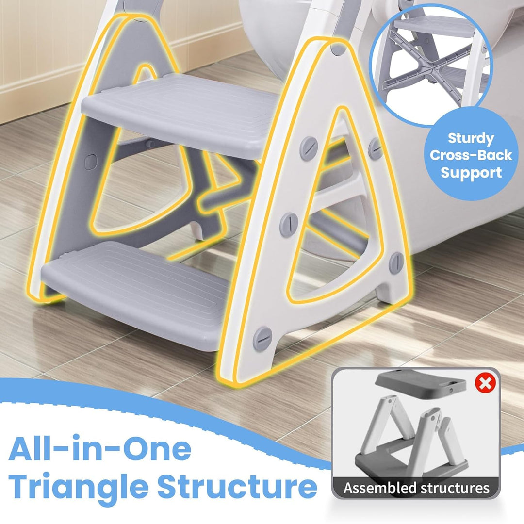 Potty Training Seat Toddler Step Stool Ultimate Stability Toilet Seat Adjustable Step Height Potty Seats (MOQ 10 Sets)