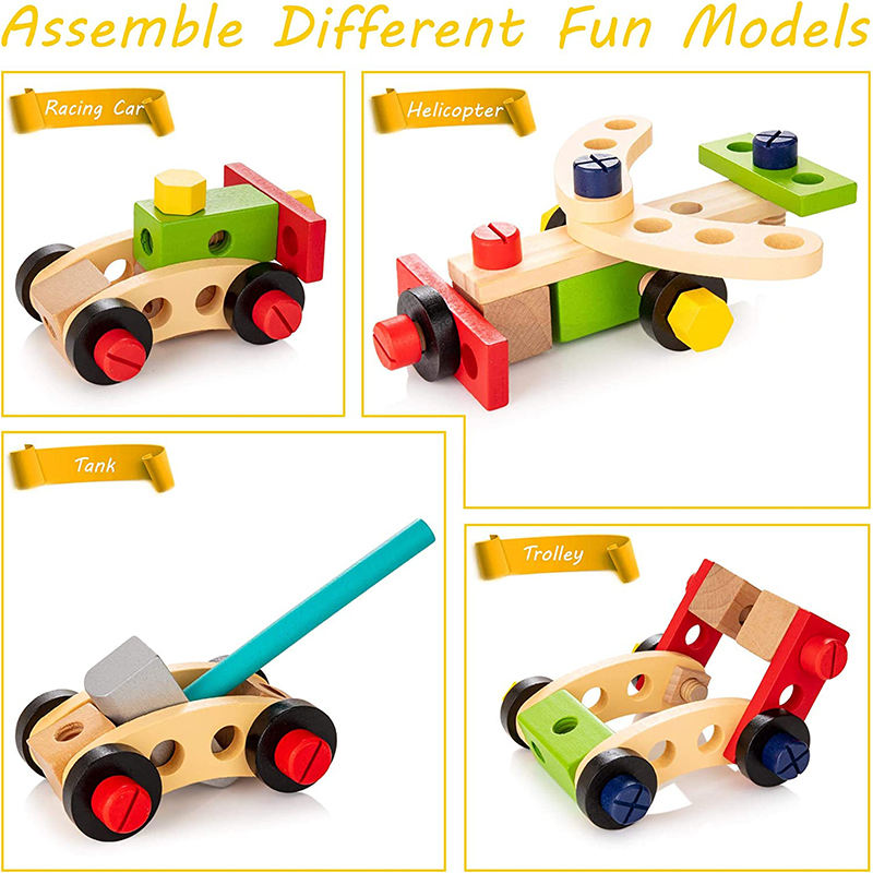 Wooden Toddler Tools Set Includes Tool Box, Montessori Educational Stem Construction Toys for 2 3 4 5 6 Year Old