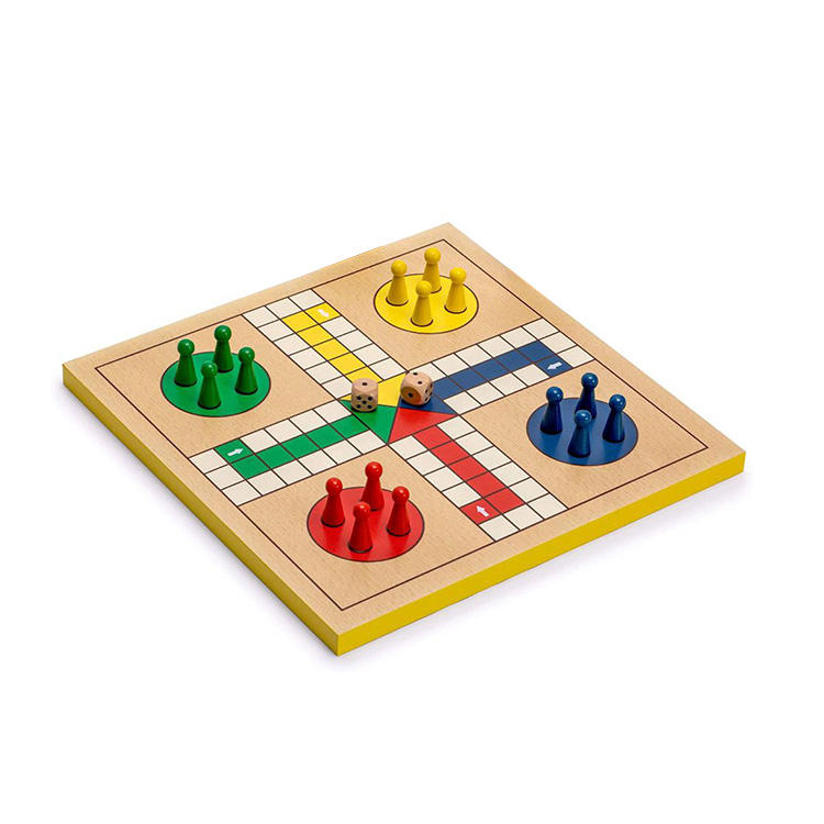 Reversible Wooden Snakes and Ladders, Ludo Game Set