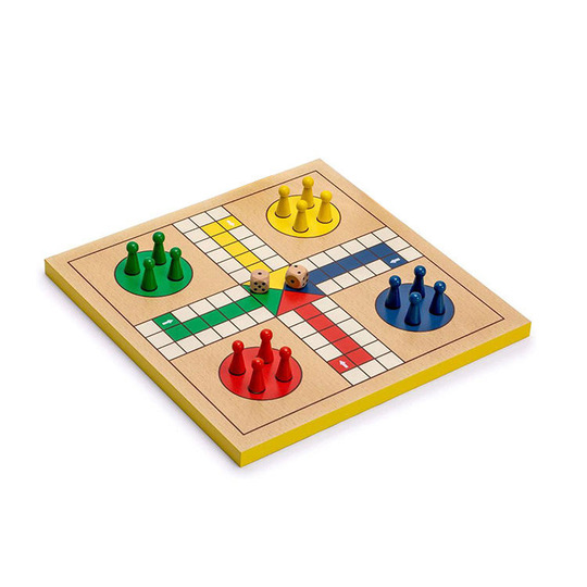 Reversible Wooden Snakes and Ladders, Ludo Game Set