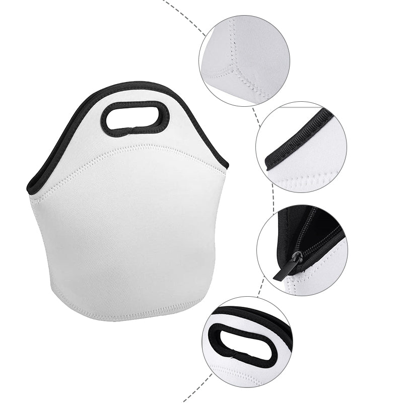 Sublimation DIY Blanks Neoprene Lunch Bag Insulated Soft Box Reusable Lightweight Lunch Bag Case Thermal Food Carry Case