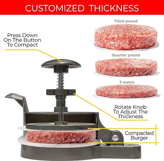 Burger Press Patty Maker – Non-Stick Food Grade Hamburger Patty Maker with Easy-Release Handle for Home Kitchen, BBQ & Grilling