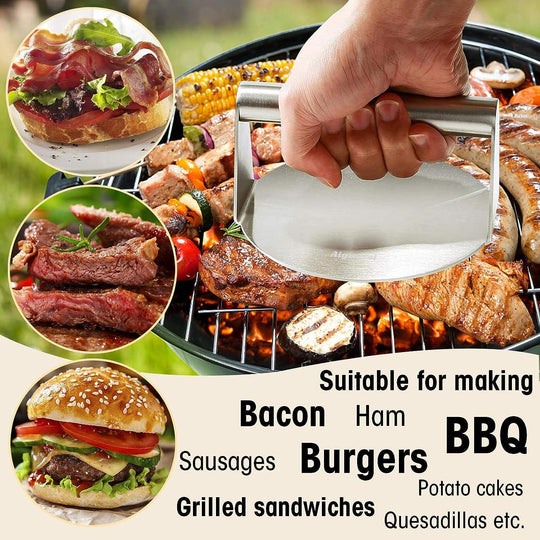 Round Smasher, Non-Stick Smooth Hamburger Press Flat Bottom Without Ridges (MOQ 10 Sets)