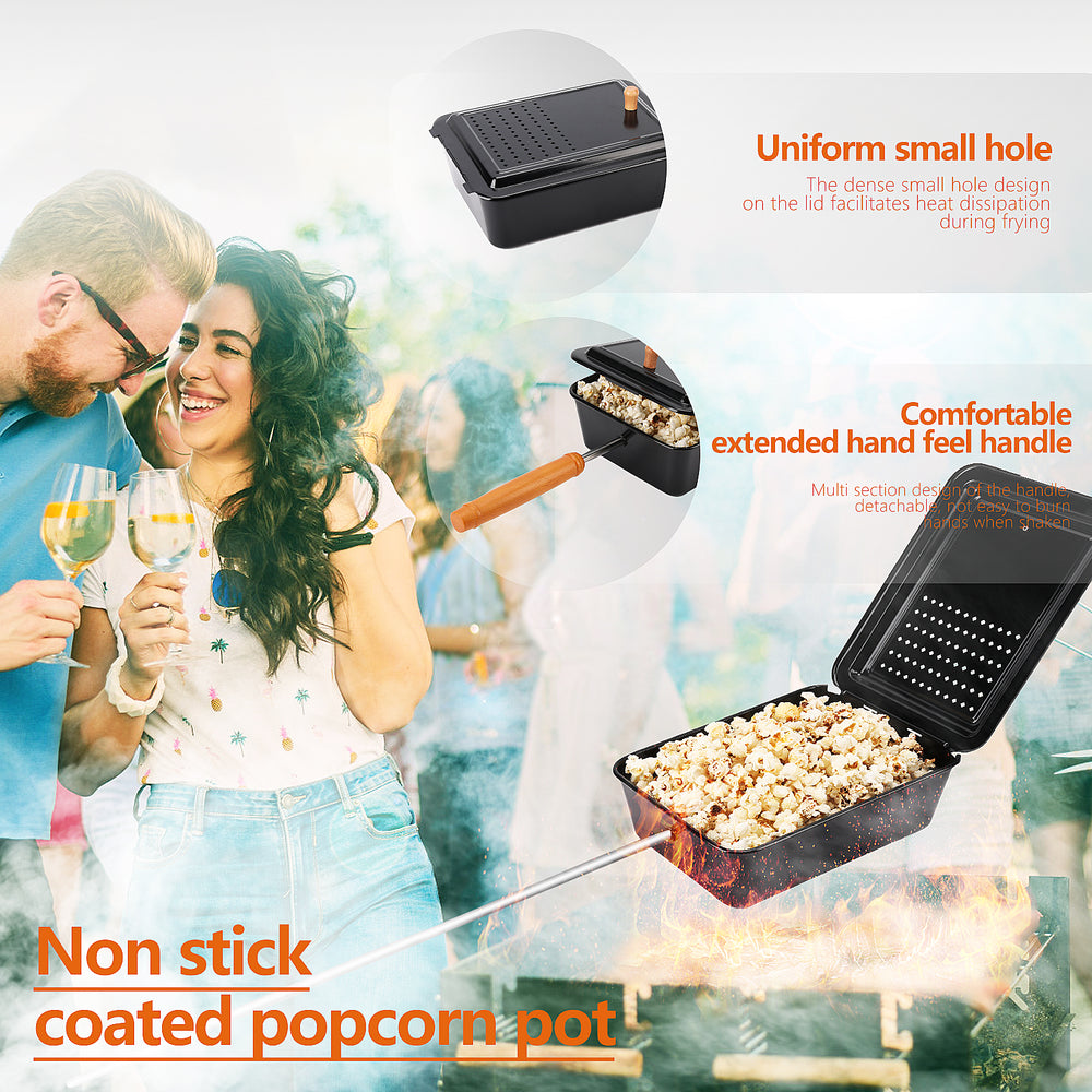 Popcorn Maker with Non-Stick Surface and Extended Handle for Campfires (MOQ 10 Sets)