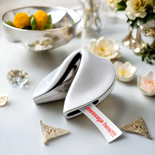 Metal Fortune Cookie Box With Message Slip Inside for Gifts and Home Decor (MOQ 10 Sets)