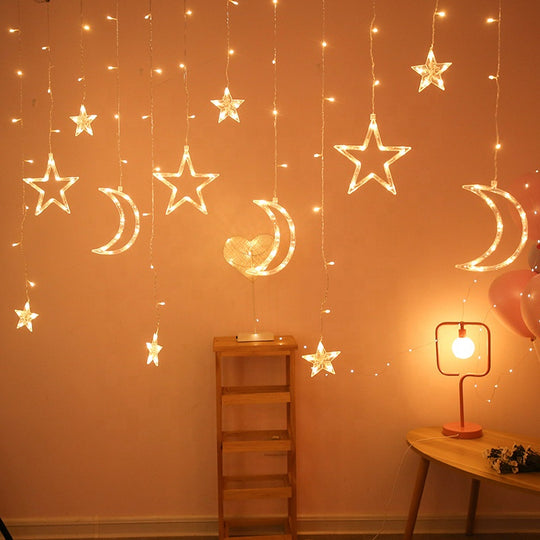 ✨ VIGOR Moon & Star LED Curtain Lights – Enchanting Fairy String Lights