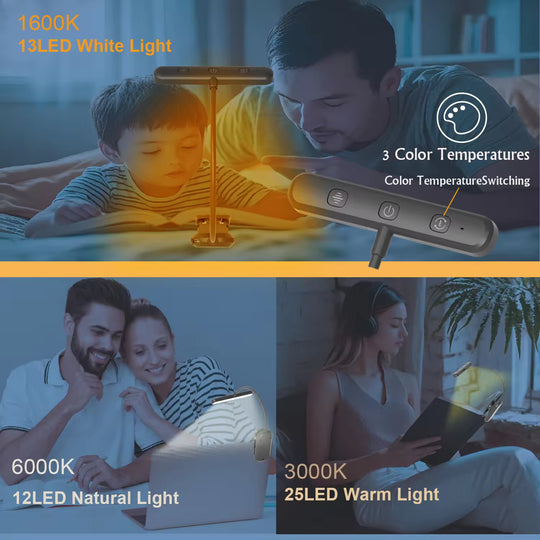 Usb Rechargeable Stepless Dimming Rotatable Mini Light Reading Clip Book Light Led