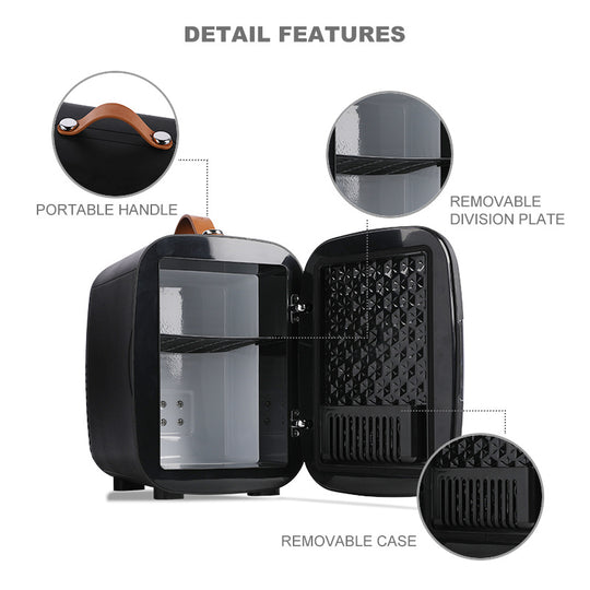 Mini Fridge Cooler & Warmer, 4L Portable Skincare Fridge – AC/DC Compact Refrigerator for Bedroom, Office, Car & Dorm