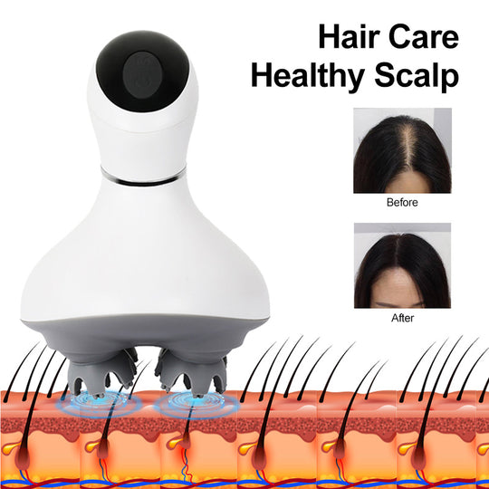 Electric Head Massager Waterproof  Red Light Care Handheld Massager 4 Detachable Heads Wireless Portable (MOQ 10 Sets)