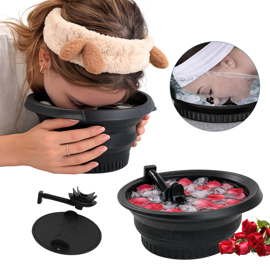 Ice Face Bath Bowl – Cold Plunge Facial Tub with Breathing Tube, Built-In Ice Tray & Odor-Remove Lid