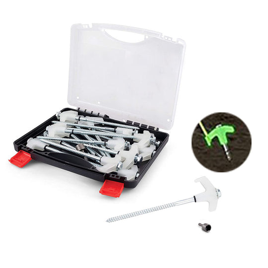Ground Anchors Screw in, Metal Threaded Tent Spikes, Camping Pegs for Canopies & Gardening Inflatable Decor (MOQ 10 Sets)