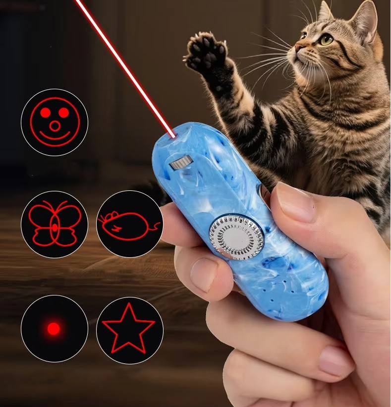 USB Charging LED Flashlight UV Light Pet Catch Interactive Laser Pointer Sport Cat Fingertip Gyroscope Laser Toy (MOQ 10 Sets)