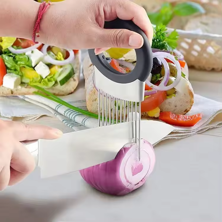 Onion Cutter Vegetable Chopper, Stainless Steel Tomato Potato Slicer, Meat Tenderizer Tool (10 Sets)