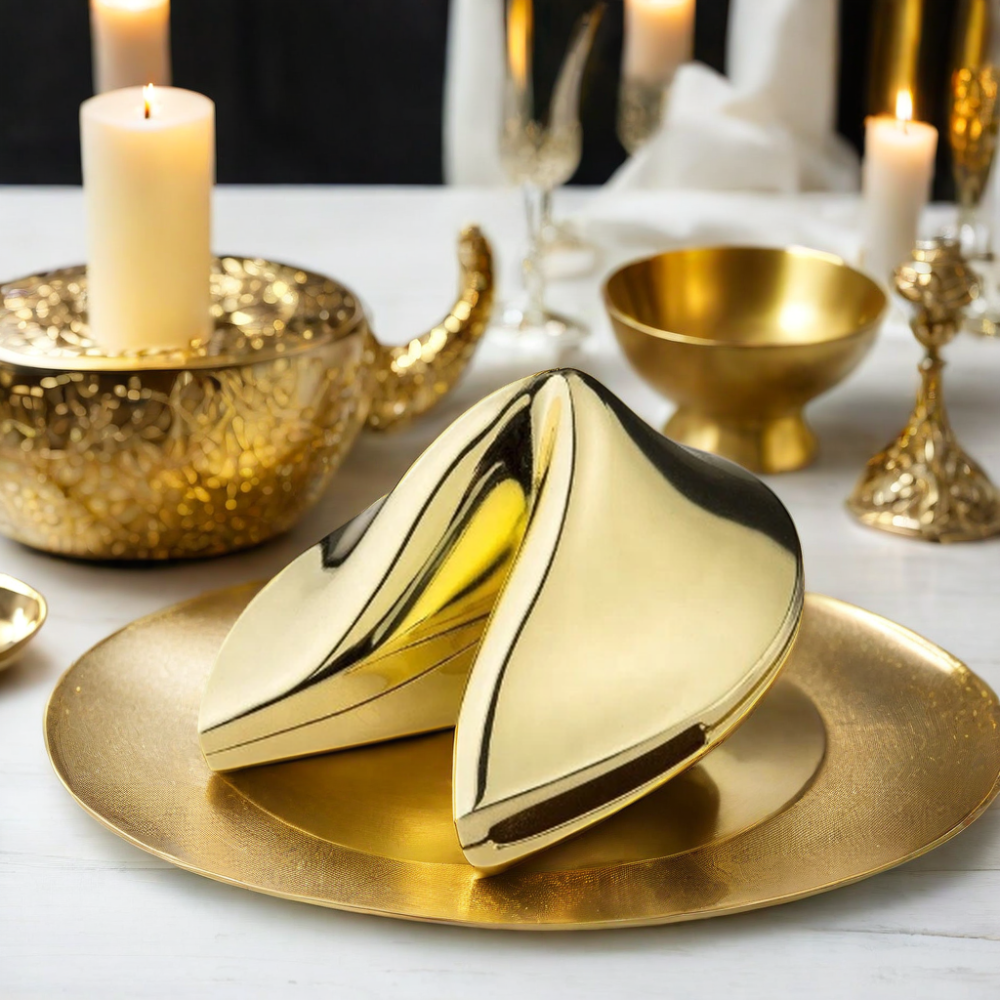 Metal Fortune Cookie Box With Message Slip Inside for Gifts and Home Decor (MOQ 10 Sets)