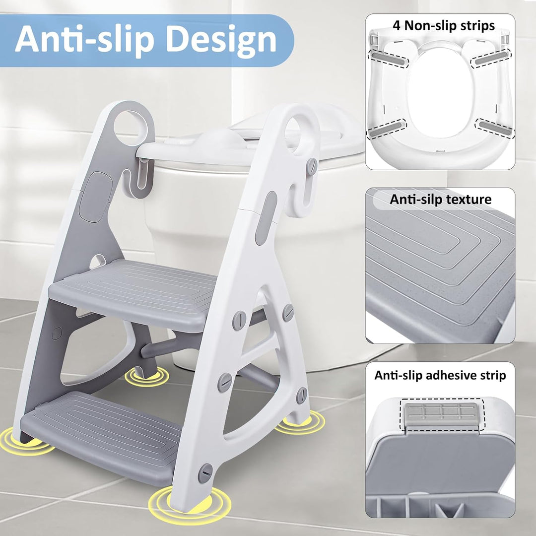 Potty Training Seat Toddler Step Stool Ultimate Stability Toilet Seat Adjustable Step Height Potty Seats (MOQ 10 Sets)
