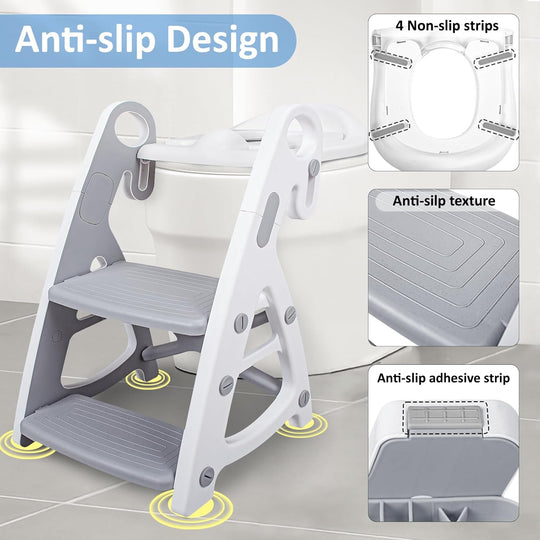 Potty Training Seat Toddler Step Stool Ultimate Stability Toilet Seat Adjustable Step Height Potty Seats (MOQ 10 Sets)
