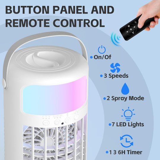 Stay Cool Anywhere — 4-in-1 Portable Air Conditioner Fan, Quiet Evaporative Cooler