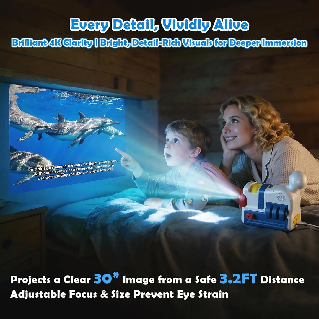 Kids Story Projector 32 Stories 2-in-1 Night Light Audio Narration (MOQ 10 Sets)