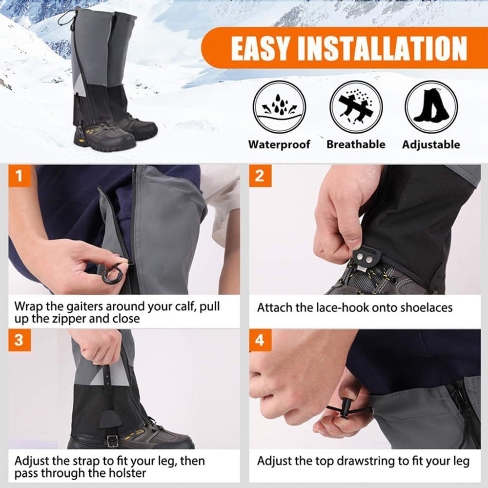 Snake Proof Leg Gaiters – Waterproof Lightweight Nylon Snake Bite Protection Guards for Outdoor Hiking & Climbing