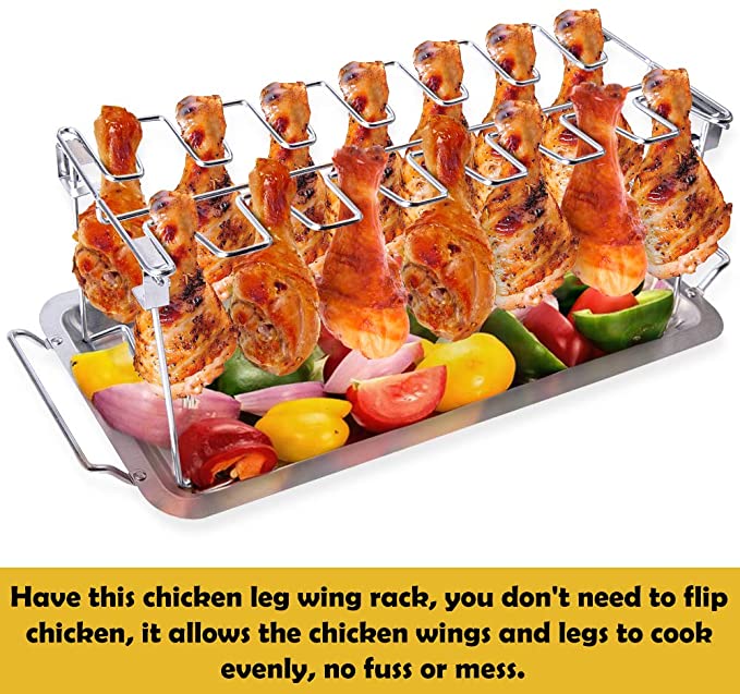 BBQ Chicken Drumsticks Rack Stainless Steel & BBQ Rib Rack Non Stick Rib Roast Rack - MOQ 10 Pcs