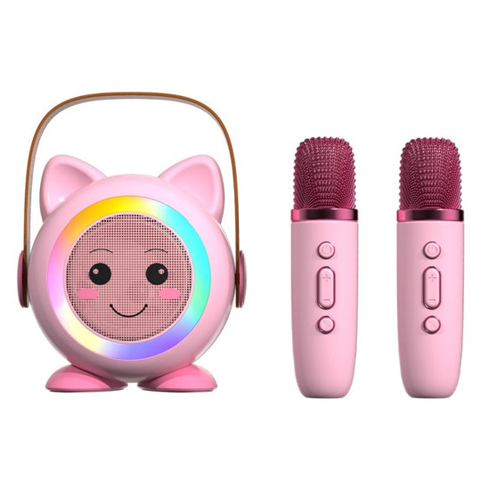 Kids Mini Karaoke Machine with 2 Wireless Mics, Bluetooth 5.3 Speaker with Rainbow Lights & Magic Voice Effects, Gift for Girls & Boys Ages 3-12(10 Pack)