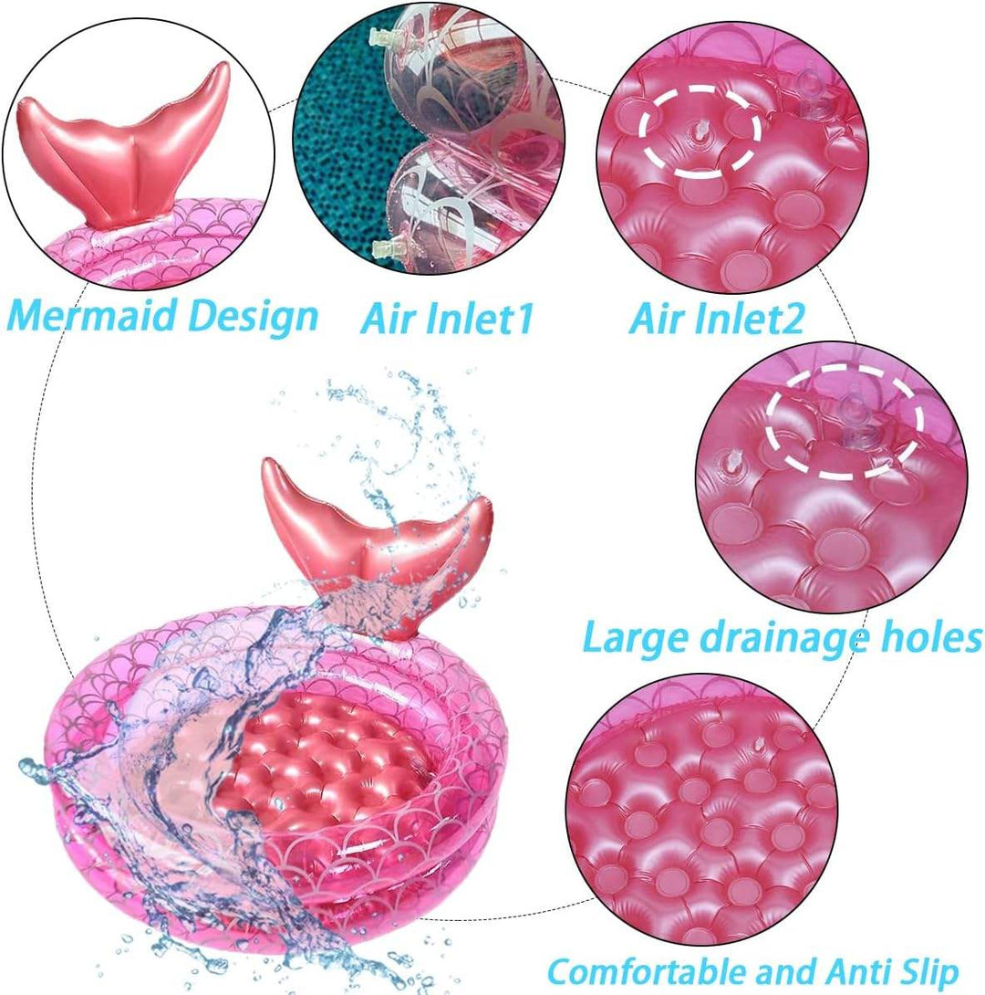 Inflatable Mermaid Kiddie Pool Round Blow up Kids Pool Toddler Swimming Pool (MOQ 10 Sets)