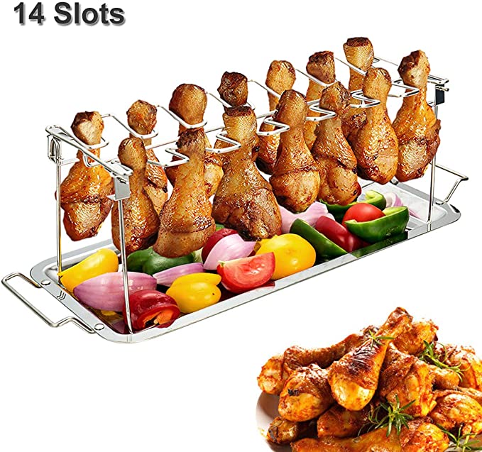 BBQ Chicken Drumsticks Rack Stainless Steel & BBQ Rib Rack Non Stick Rib Roast Rack