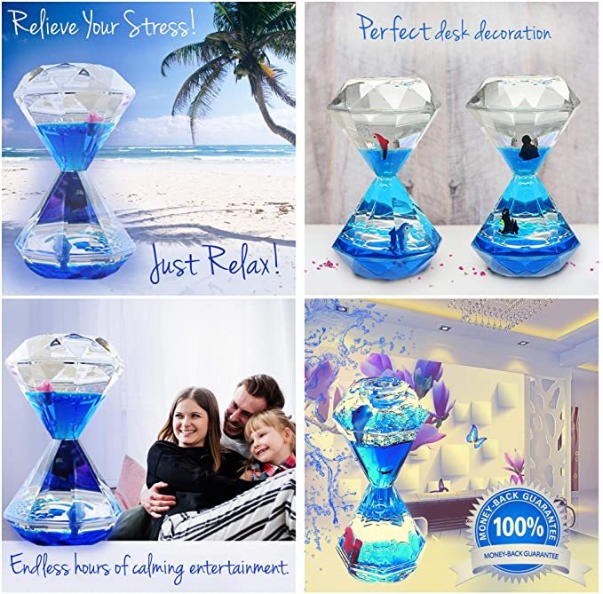 Liquid Motion Bubbler Timer, Diamond Hourglass Sensory Toy (MOQ 10 Sets)